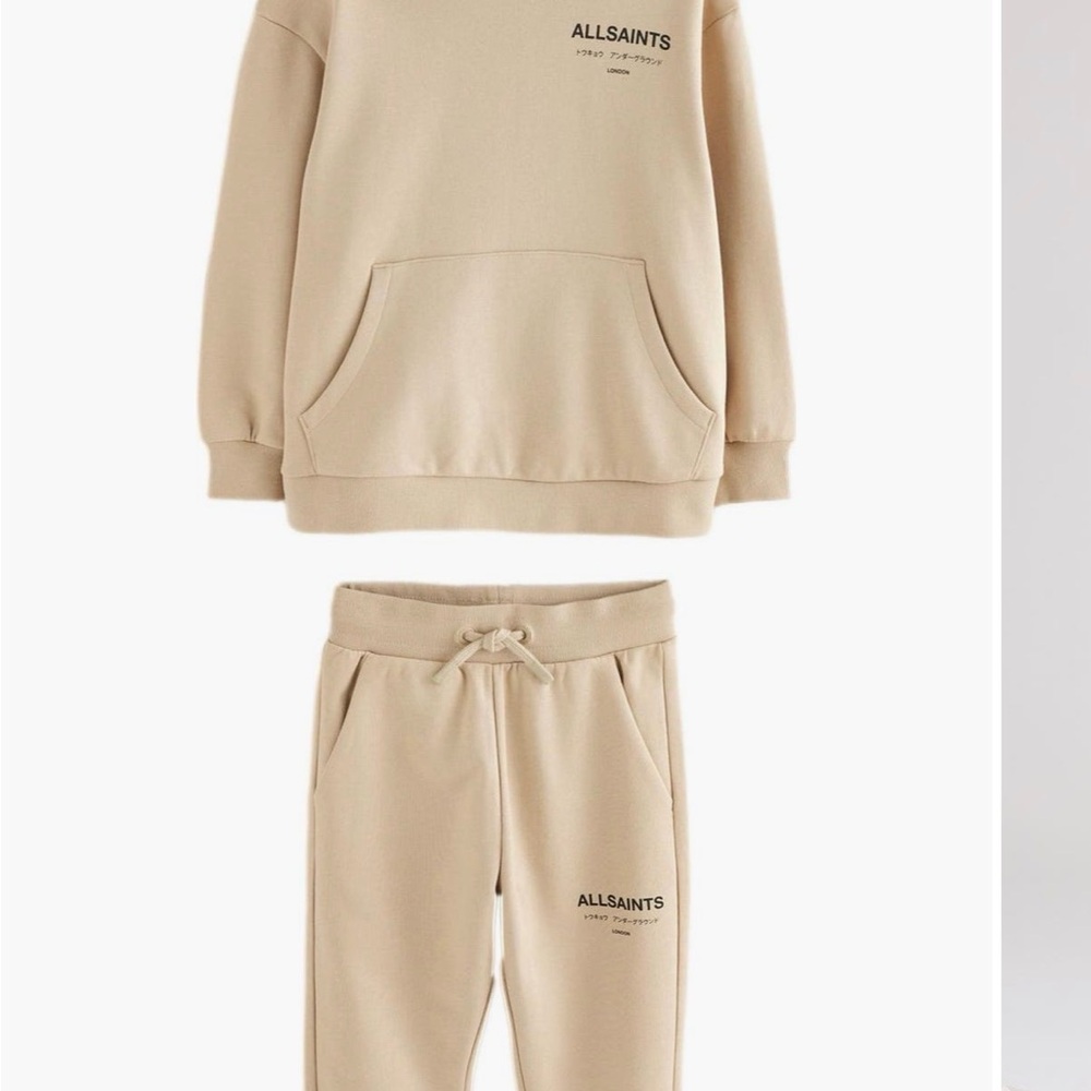 AllSaints Neutral Beige Pullover Hoodie Set